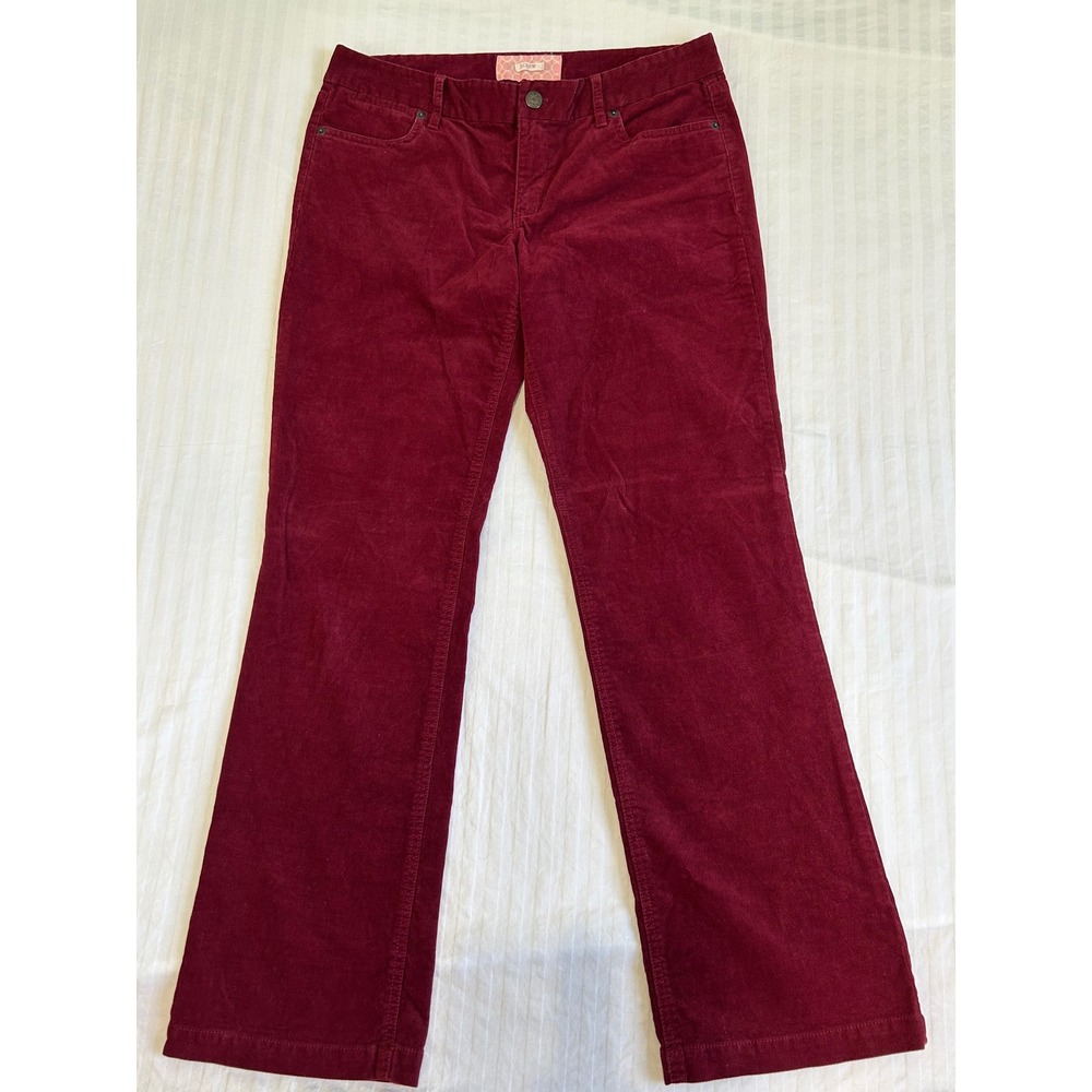 J.Crew Womens Burgundy Corduroy Bootcut Pants Size 12R Wine Red Stretch Cotton